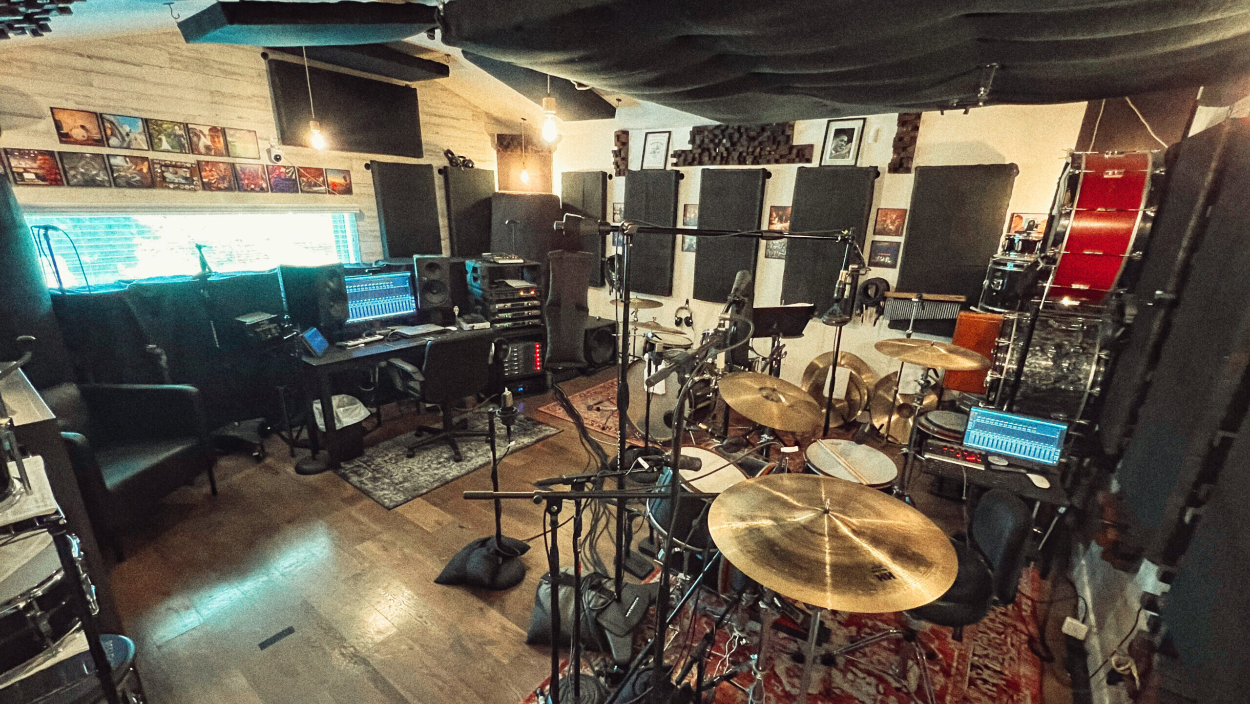Blake Paulson teaching drums in professional recording studio